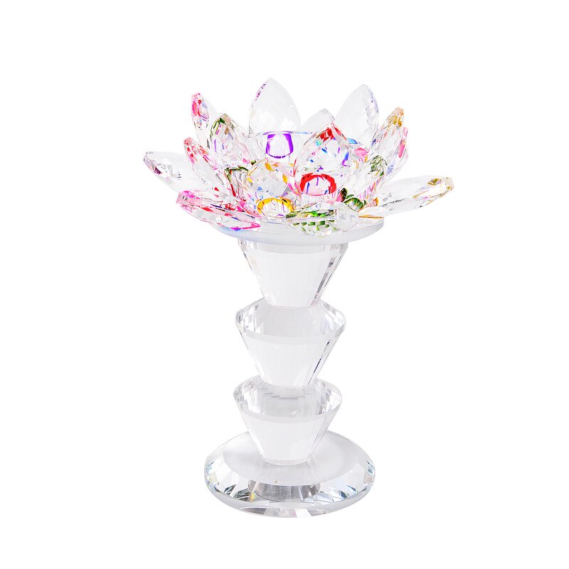 Crystal Candle Stand Manufacturer - OEM Wholesale K9 Glass Lotus Holder