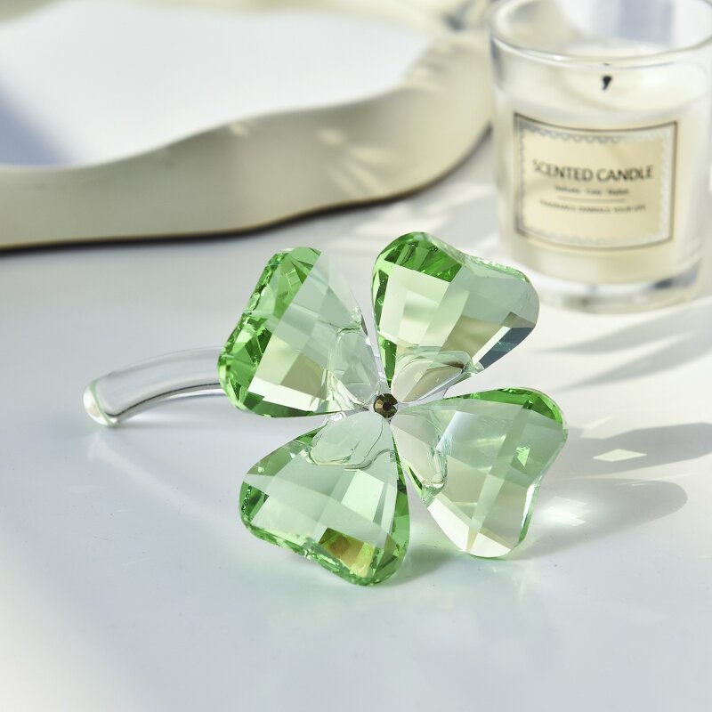 Crystal Figurine Supplier - OEM Four-Leaf Clover Glass Ornament