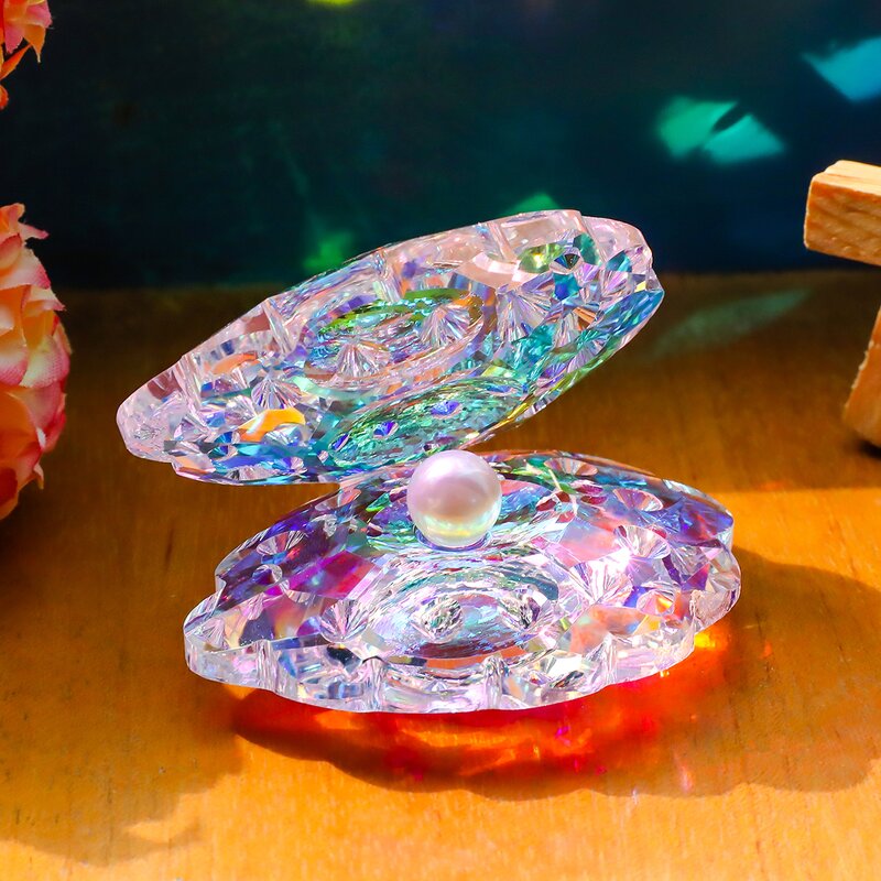 Crystal Pearl Clam Manufacturer - OEM Colorful AB Glass Seashell Figurine
