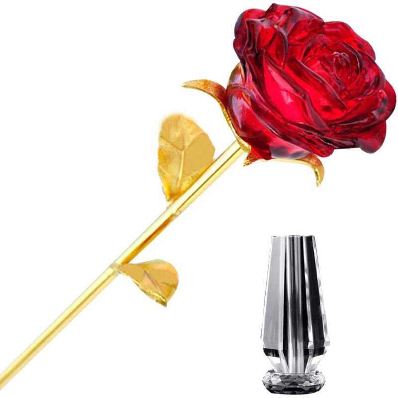 Crystal Rose Flower Supplier - OEM Wholesale pink Glass Rose for Craft