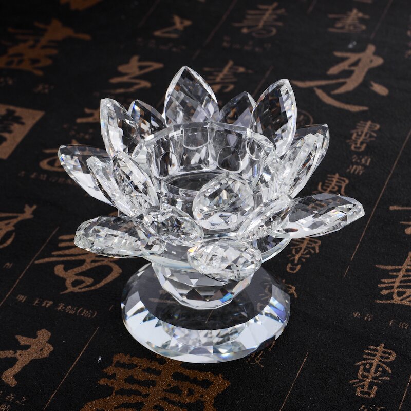 Crystal Candlestick Factory - OEM Wholesale Fengshui Lotus Glass Candle