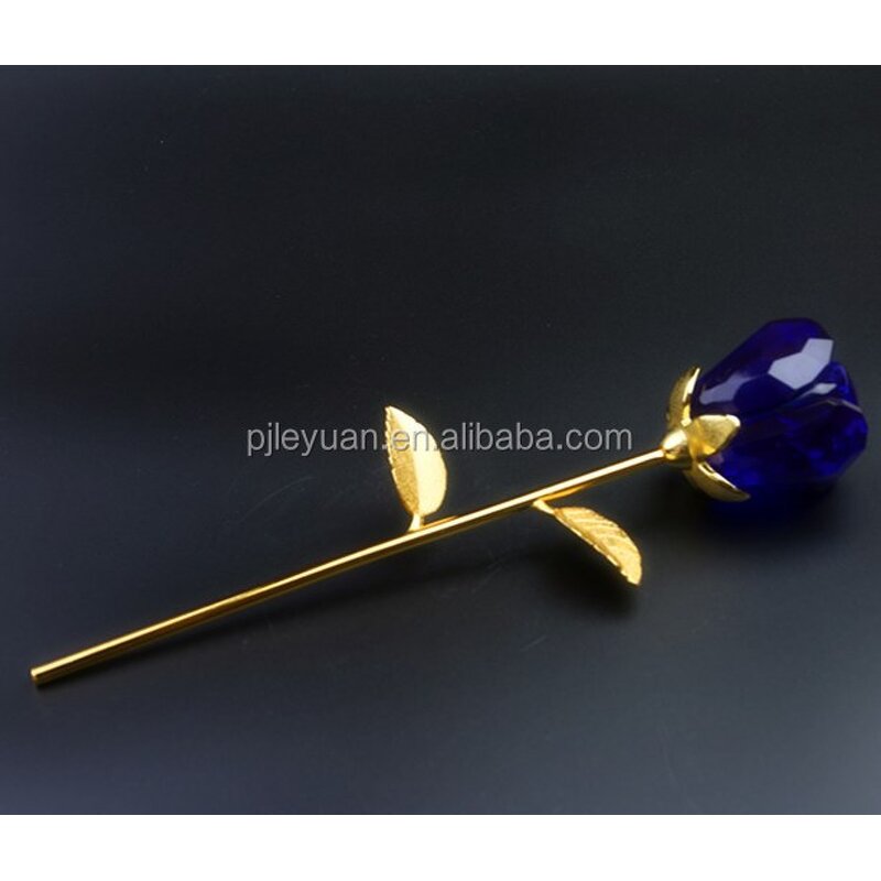Glass Crystal Rose Factory - OEM Hot Sale Blue with Vases for Wedding