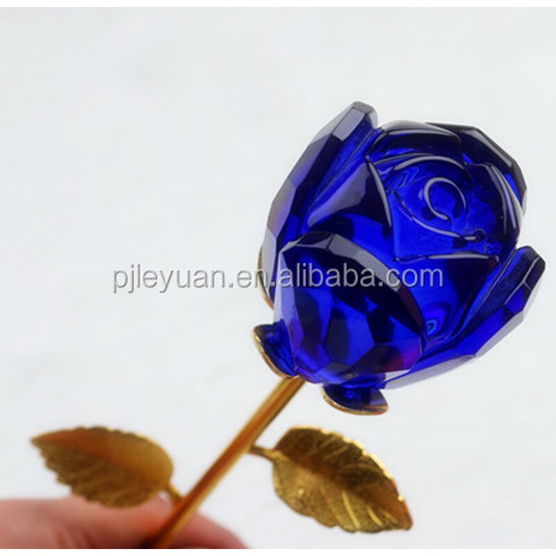 Glass Crystal Rose Factory - OEM Hot Sale Blue with Vases for Wedding