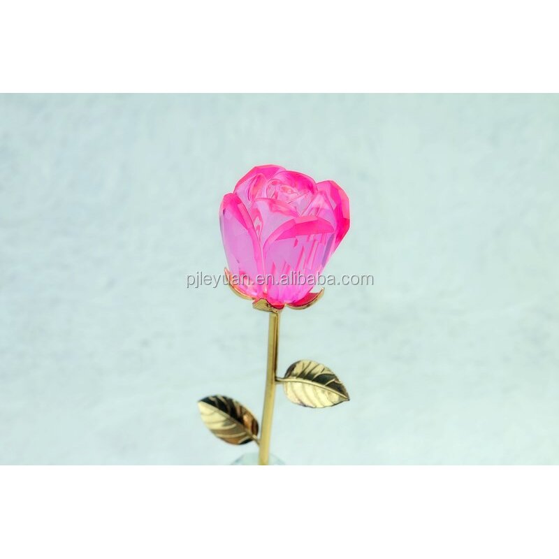 Crystal Rose Flower Supplier - OEM Wholesale pink Glass Rose for Craft