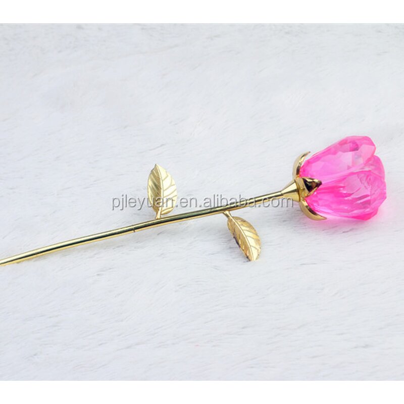 Crystal Rose Flower Supplier - OEM Wholesale pink Glass Rose for Craft