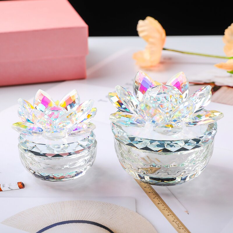 Crystal Jewelry Box Factory - OEM Luxury Clear Glass Lotus Flower Mold