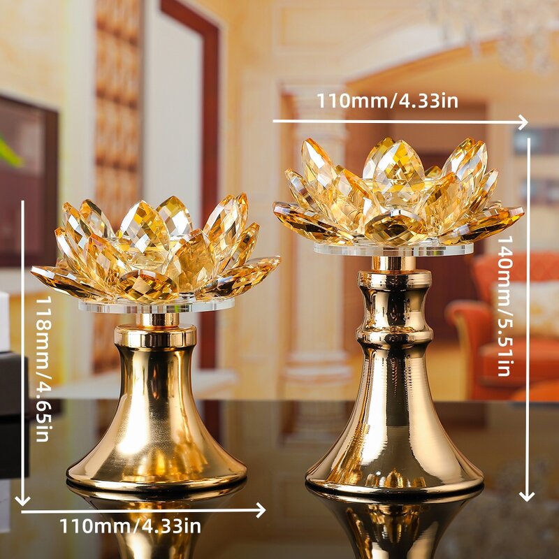Crystal Candlestick Factory - OEM Wholesale European Lotus Flower Gold