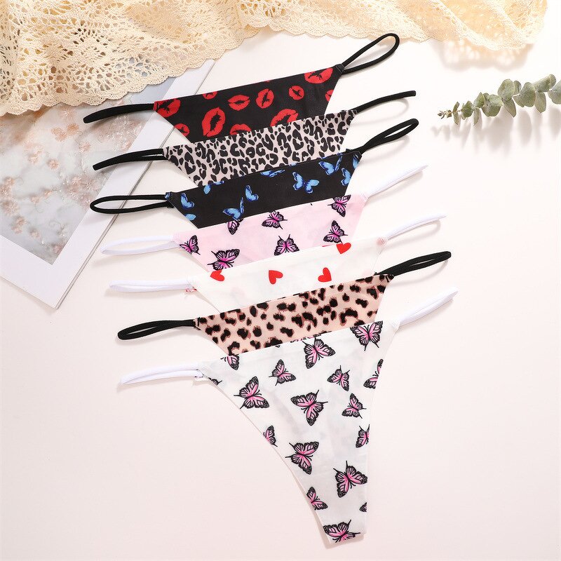 Thongs Factory - OEM Butterfly Leopard Lip Low Waist T-Back