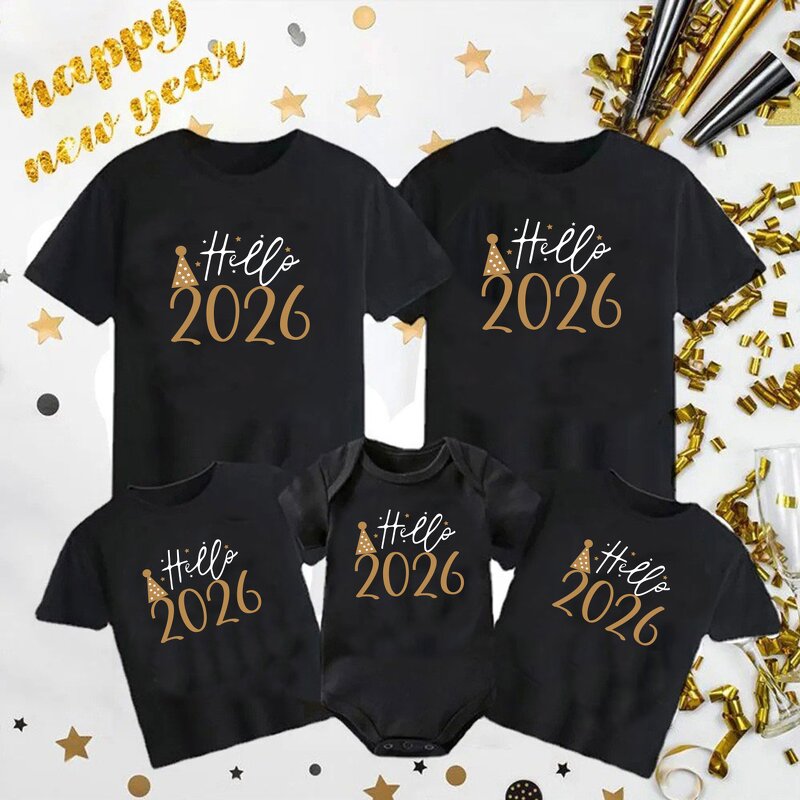 Family T-Shirt Supplier - OEM Hello 2026 Matching Happy New Year