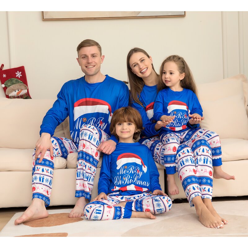 Christmas Pajamas Factory - OEM 2024 Stock Wholesale Blue Xmas Set