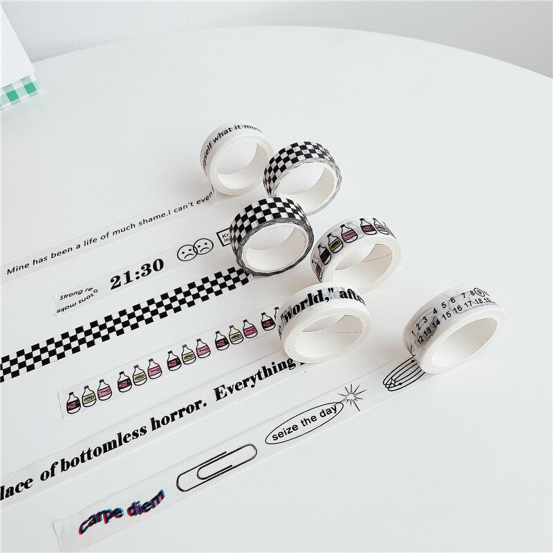 Washi Tape Factory - OEM Kpop Black White Plaid Vintage Decorative