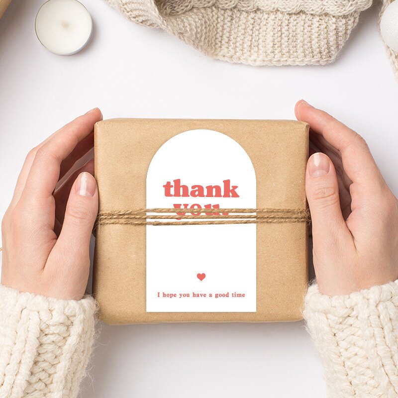 Thank You Sticker Manufacturer - OEM 9x5.4cm 50pcs/bag Heart Packing