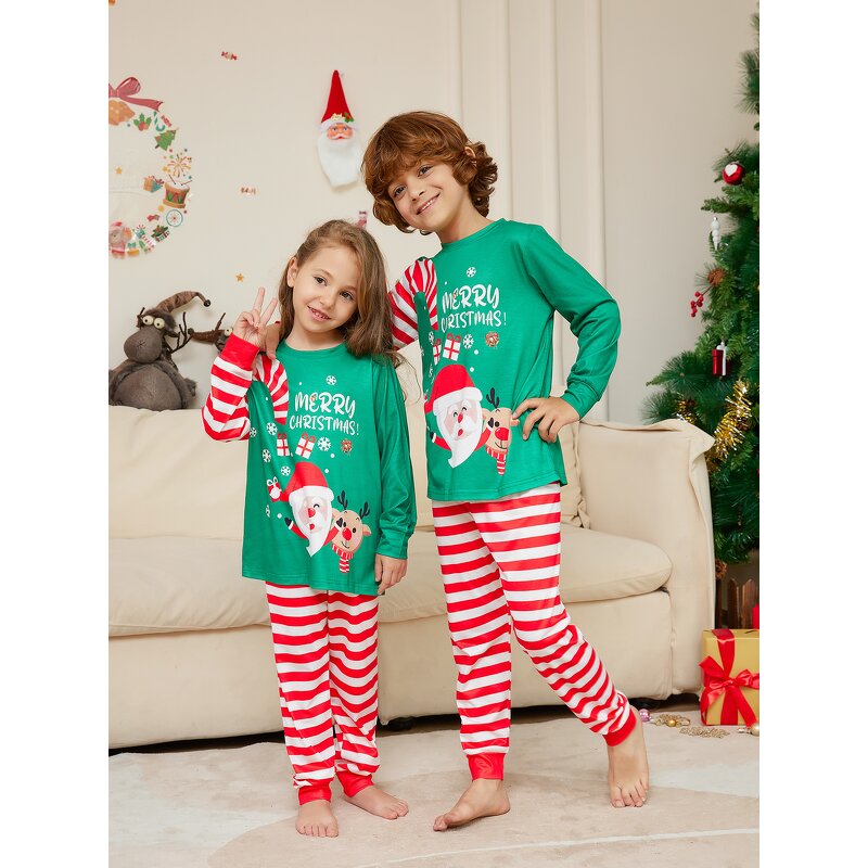 Christmas Pajamas Supplier - OEM 2024 Kids Baby Matching Long 2 Piece