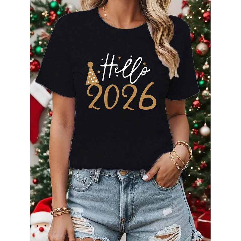 T-Shirt Manufacturer - OEM Hello 2026 Family Matching Christmas