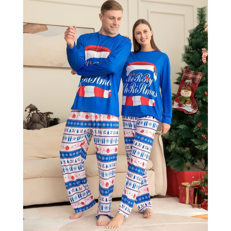 Christmas Pajamas Factory - OEM 2024 Stock Wholesale Blue Xmas Set