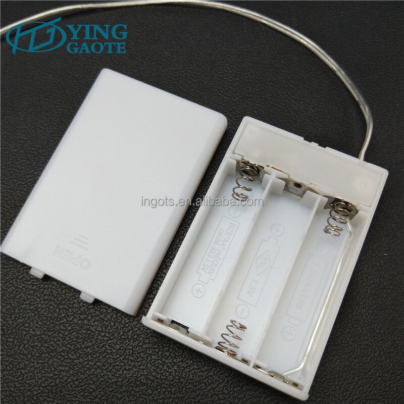 Battery Holder Factory - Custom 3 Slot AA White 4.5V Pack with Cable Switch