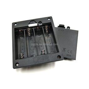 Battery Holder Factory - Custom Black Embedded 6V 4AA Surface Mounted