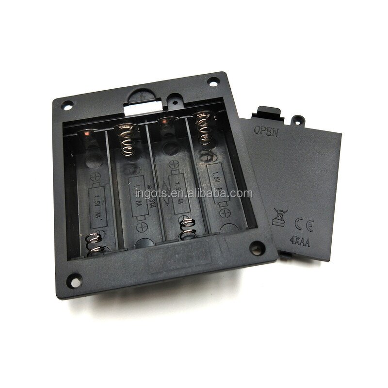 Battery Holder Factory - Custom Black Embedded 6V 4AA Surface Mounted