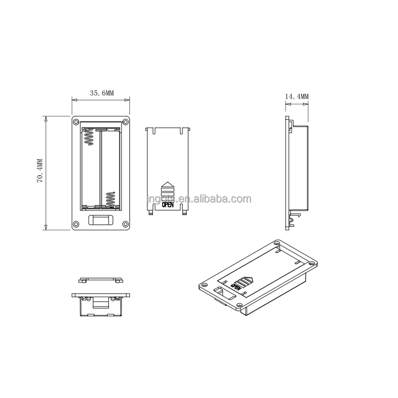 Battery Holder Factory - White Embedded 3V AAA X2 Panel Surface Mounted Pack