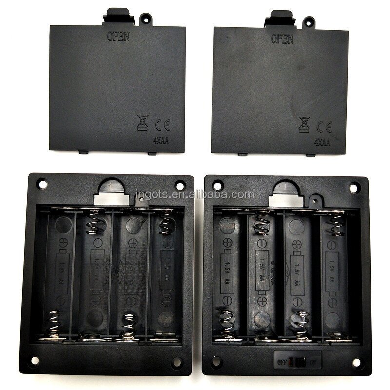 Battery Holder Factory - Custom Black Embedded 6V 4AA Surface Mounted