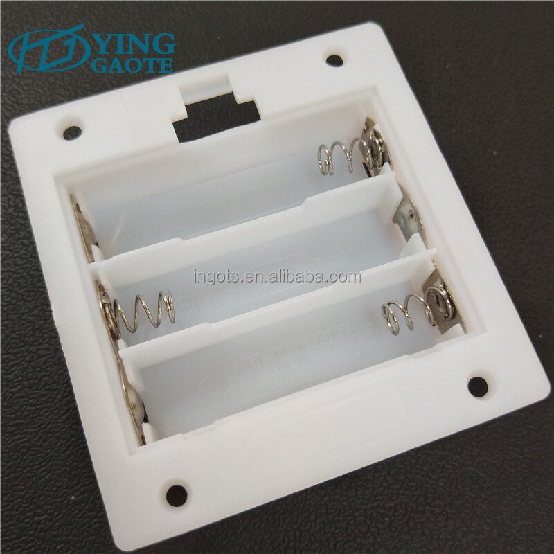 Battery Holder Factory - Custom NO-switch White 4.5V 3AA Embedded with Cover