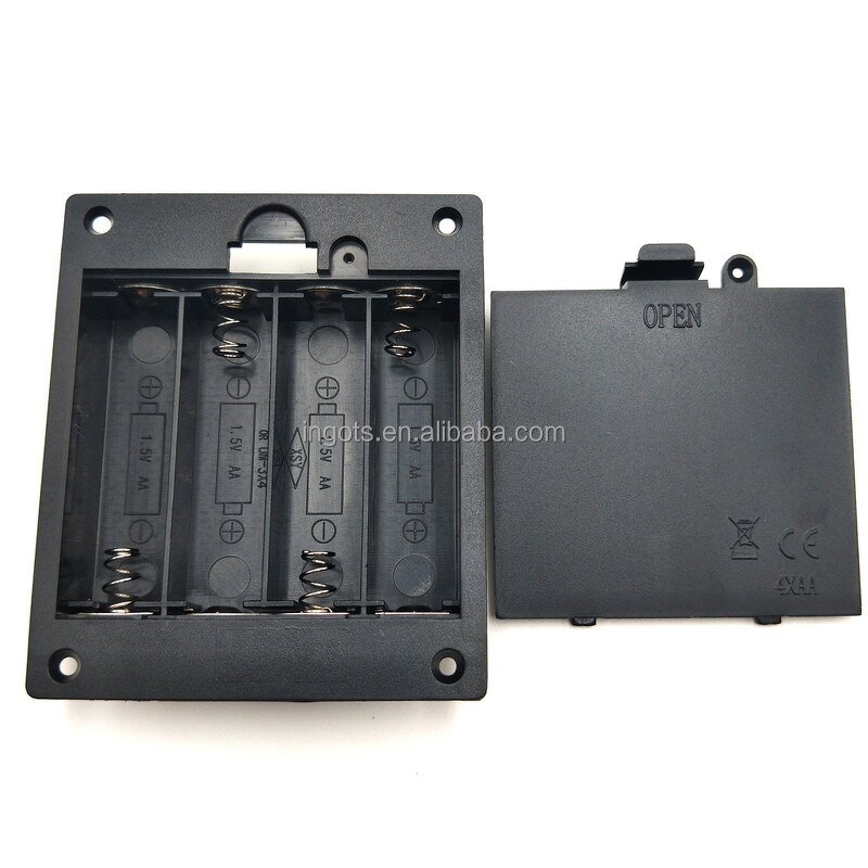 Battery Holder Factory - Custom Black Embedded 6V 4AA Surface Mounted
