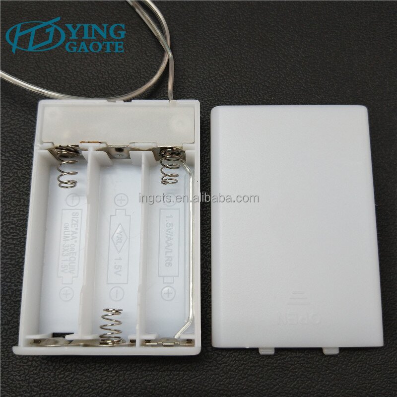 Battery Holder Factory - Custom 3 Slot AA White 4.5V Pack with Cable Switch
