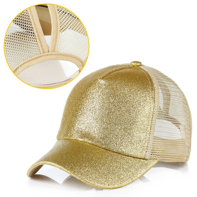 Baseball Cap Manufacturer - OEM Custom Glitter Ponytail Women's Cap