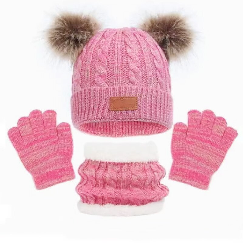 Winter Hat Set Factory - Bulk Custom Pom Pom Kids Knitted Set