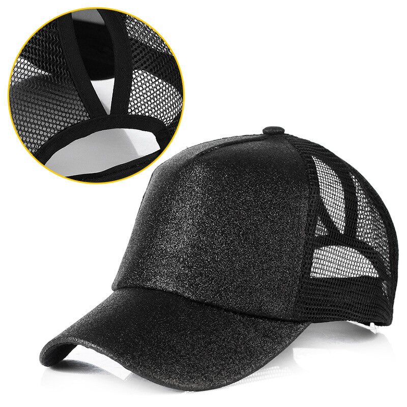 Baseball Cap Manufacturer - OEM Custom Glitter Ponytail Women's Cap