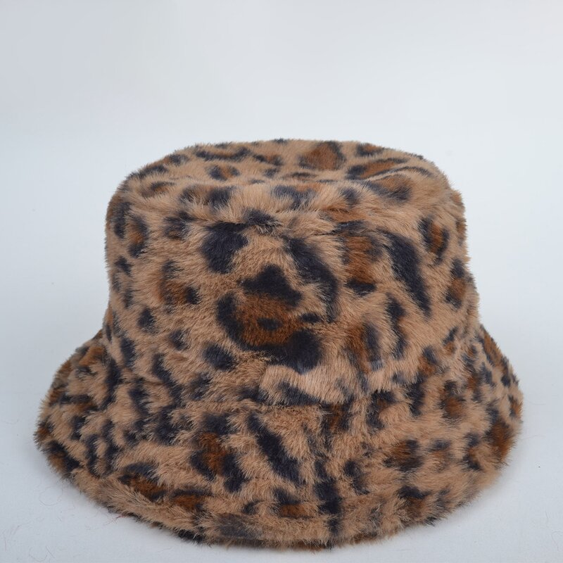 Fisherman Cap Manufacturer - OEM Custom Faux Fur Leopard Bucket Hat
