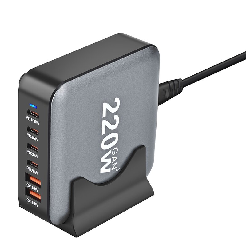 Charger Manufacturer - 220W GaN 4 Port Type C Desktop Universal Fast Charger