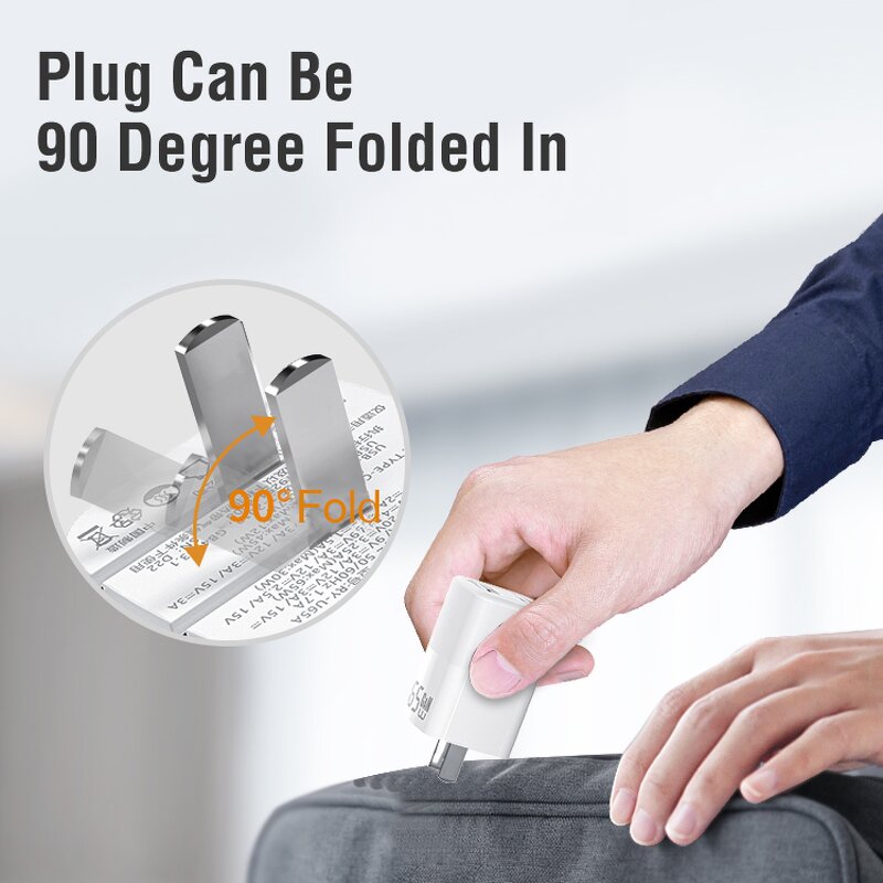 Charger Supplier - 65W GaN PD Foldable Dual Port Wall Adapter for Laptop