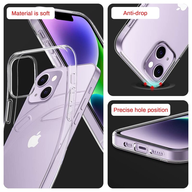 iPhone Case Factory - 2.0mm Clear TPU Shockproof Case for iPhone 14 Series