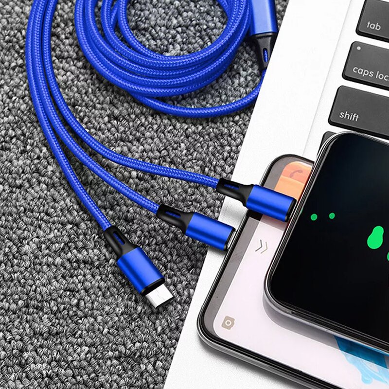 USB Cable Manufacturer - 3 in 1 Nylon Braid Fast Charging Cable