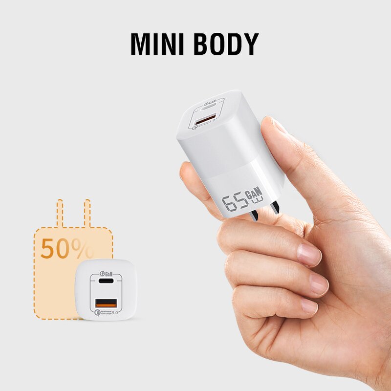 Charger Manufacturer - 65W GaN Dual Port Foldable Wall Adapter for Laptop