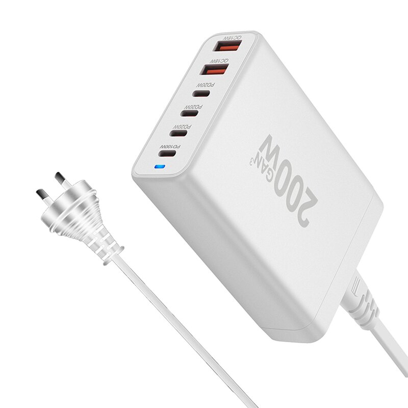 Charger Factory - 200W GaN Desktop Universal Fast Charger 4+2 Port