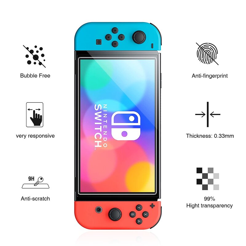Screen Protector Supplier - 3 Pack 9H 2.5D Tempered Glass for Nintendo Switch