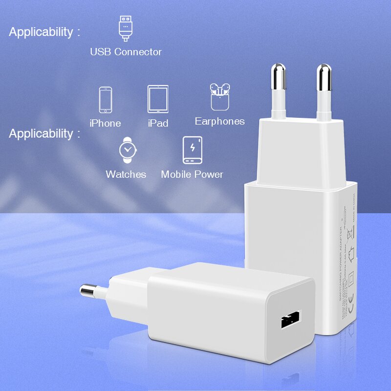Charger Factory - 10W 5V 1A 2A EU Plug USB Wall Charger Adapter