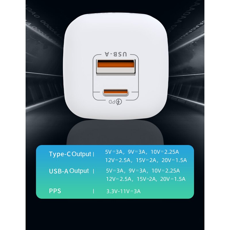 Charger Factory - 33W GaN Dual Port Foldable Fast Wall Charger