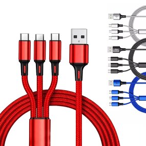 USB Cable Manufacturer - 3 in 1 Nylon Braid Fast Charging Cable