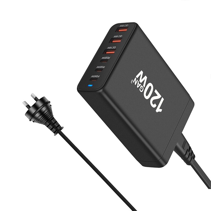 Charger Manufacturer - 120W GaN High Power Desktop Fast Charger 3+3 Port