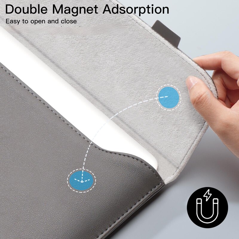 Laptop Sleeve Factory - 13-16 Inch Waterproof PU Leather Magnetic Stand Bag
