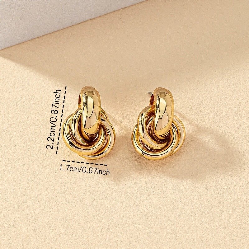 Geometric Earrings Factory - 18K Gold Silver Plated Multi Circle Shape Drop