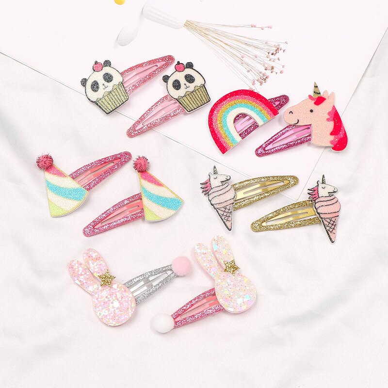 Hair Clip Set Factory - Sweet Baby Unicorn Rainbow Cat Bow Tie Clip Barrettes