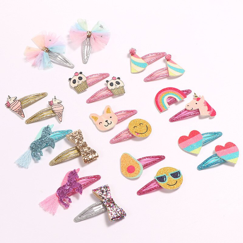 Hair Clip Set Factory - Sweet Baby Unicorn Rainbow Cat Bow Tie Clip Barrettes