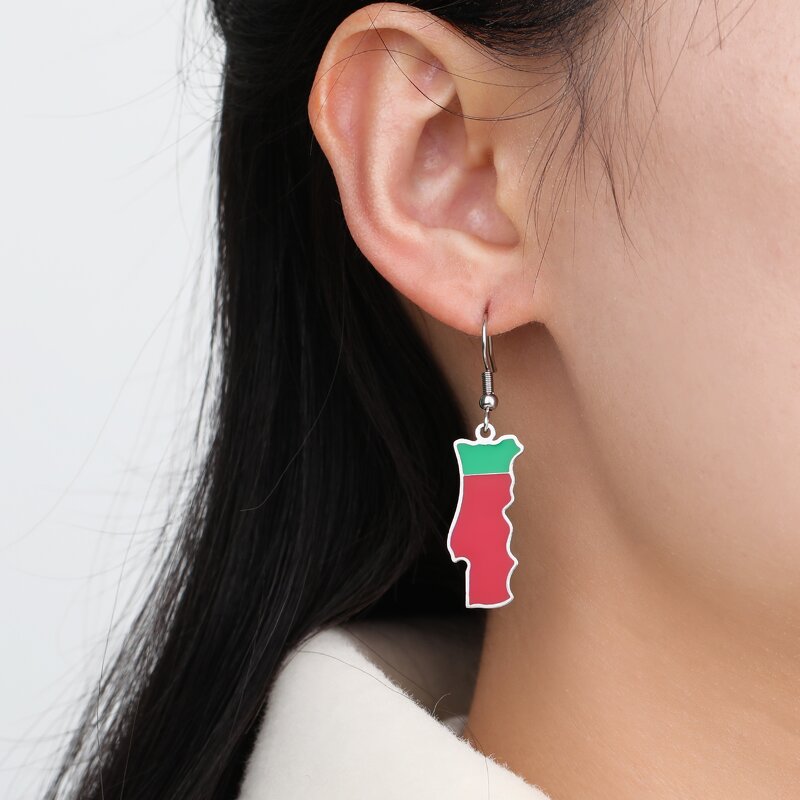 Country Flag Earrings Factory - Waterproof Stainless Steel Enamel Portugal Flag