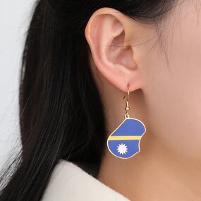 Country Flag Earrings Factory - Waterproof Stainless Steel Enamel Republic of Nauru
