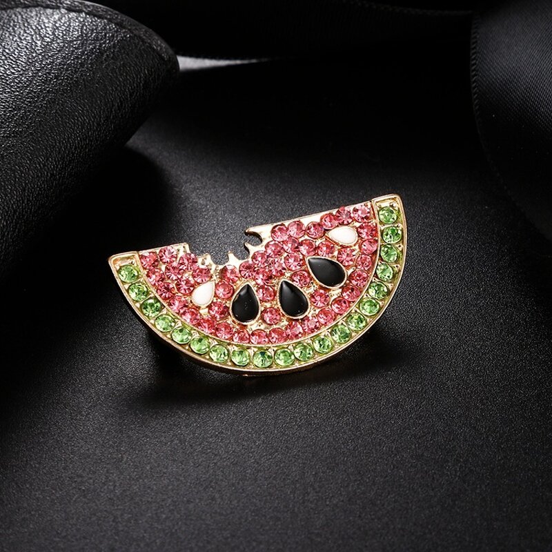 Palestine Support Pin Factory - Rhinestone Watermelon Shape Crystal Zircon Lapel Pin