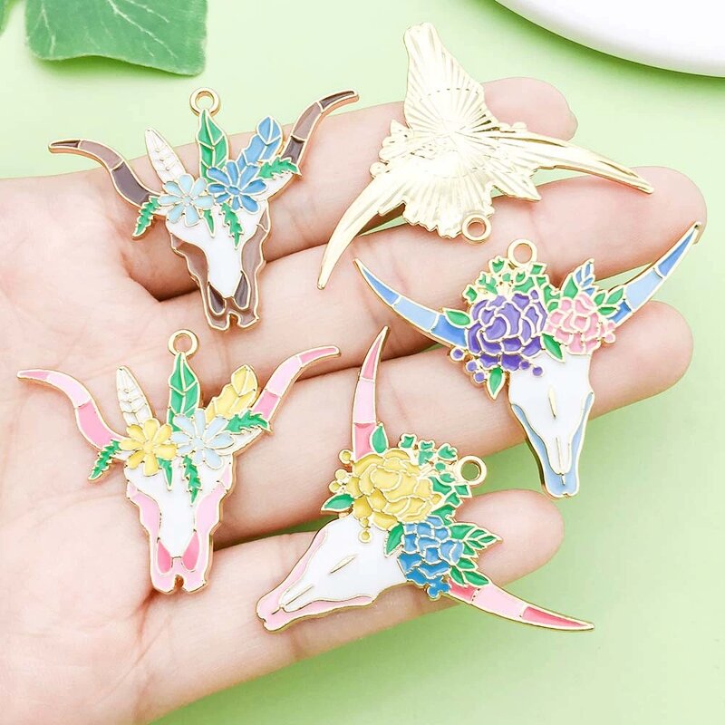 Cowboy Cowgirl Charm Factory - DIY Enamel Western Cow Head Earrings Necklace